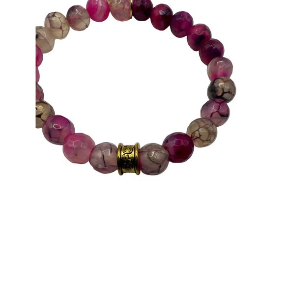 Pink Jasper Beaded Stone Stretch Bracelet with Tree of Life Charm - Picture 3 of 4